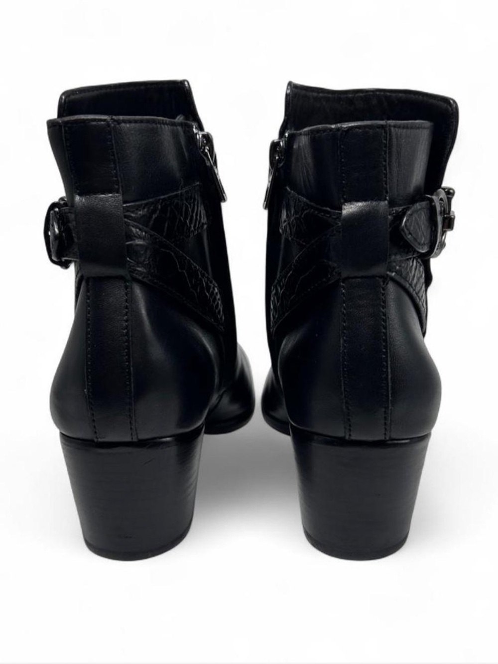 Coach Paulina ankle boots in black leather, embossed snake belt detail, 8.5 - Picture 3 of 8